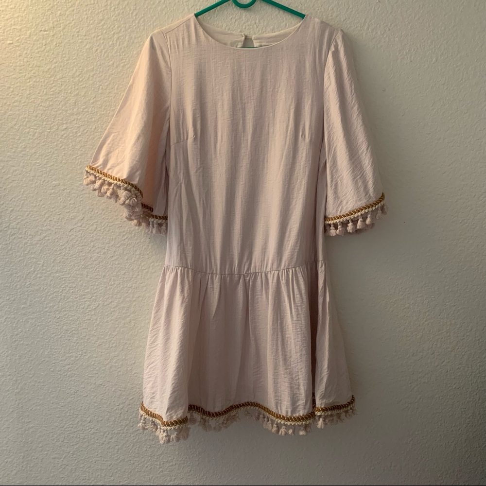 Indikah Hem Drop Waist Tassel Boho Dress XS